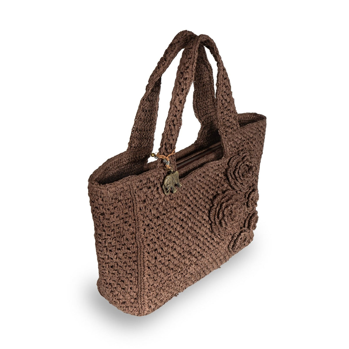 Tote Bag groß aus Bast Handarbeit braun - ANOKHI