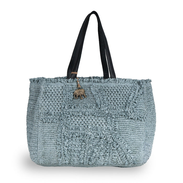 Tote Bag groß aus Bast Handarbeit grau - ANOKHI