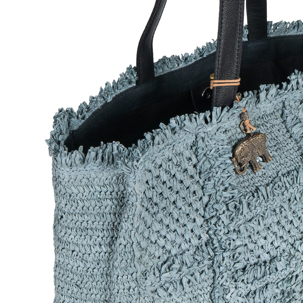 Tote Bag groß aus Bast Handarbeit grau - ANOKHI