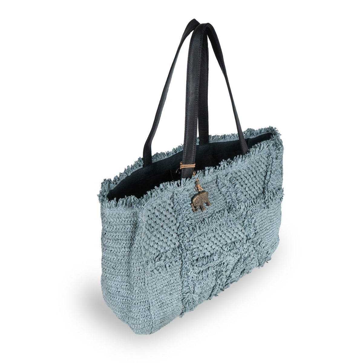 Tote Bag groß aus Bast Handarbeit grau - ANOKHI