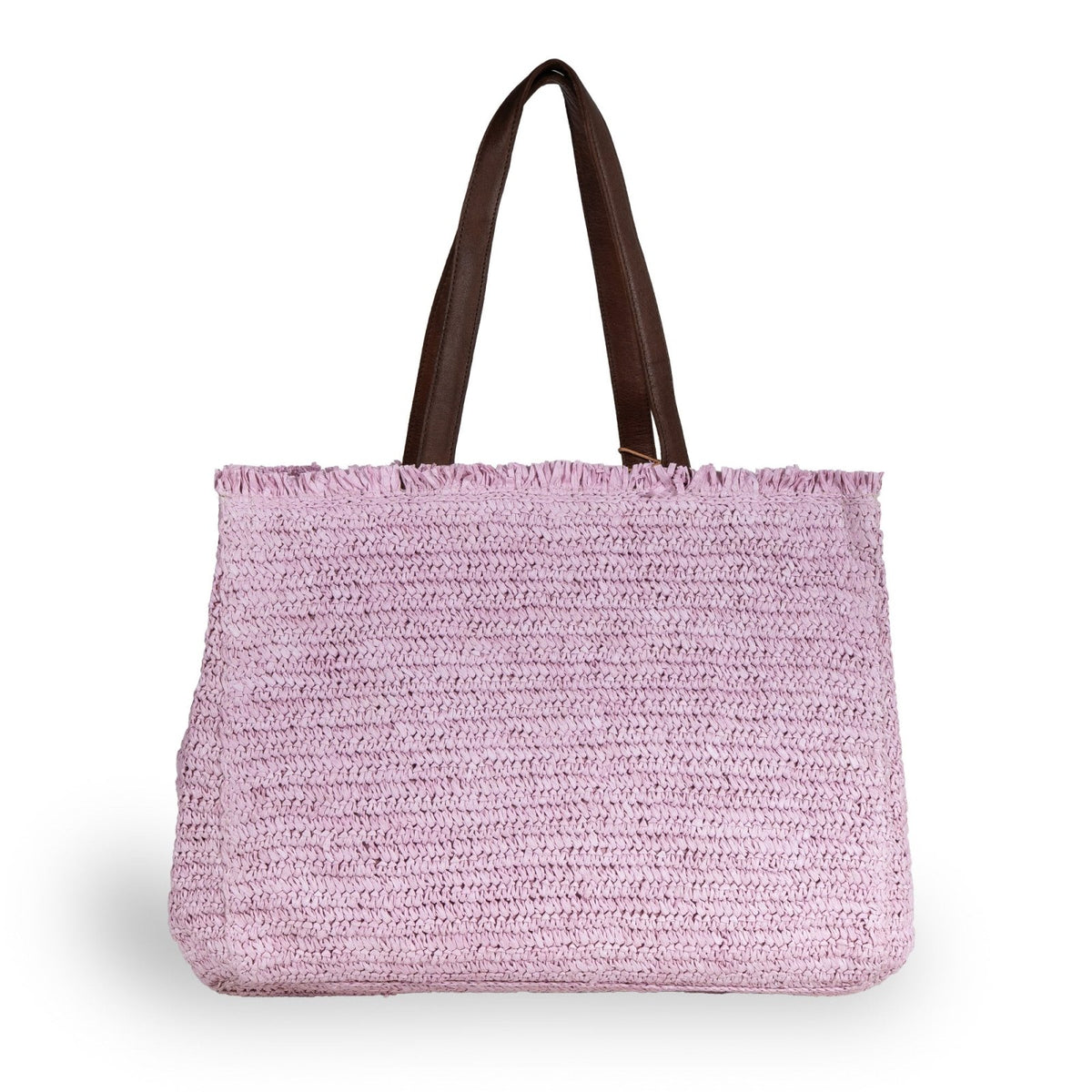 Tote Bag groß aus Bast Handarbeit rose - ANOKHI