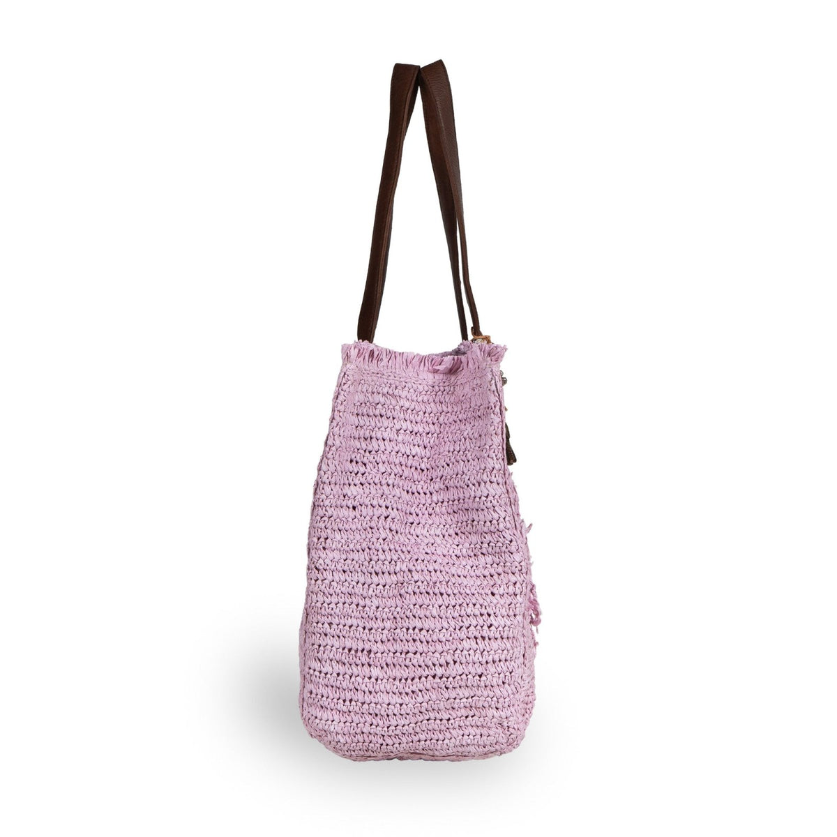Tote Bag groß aus Bast Handarbeit rose - ANOKHI