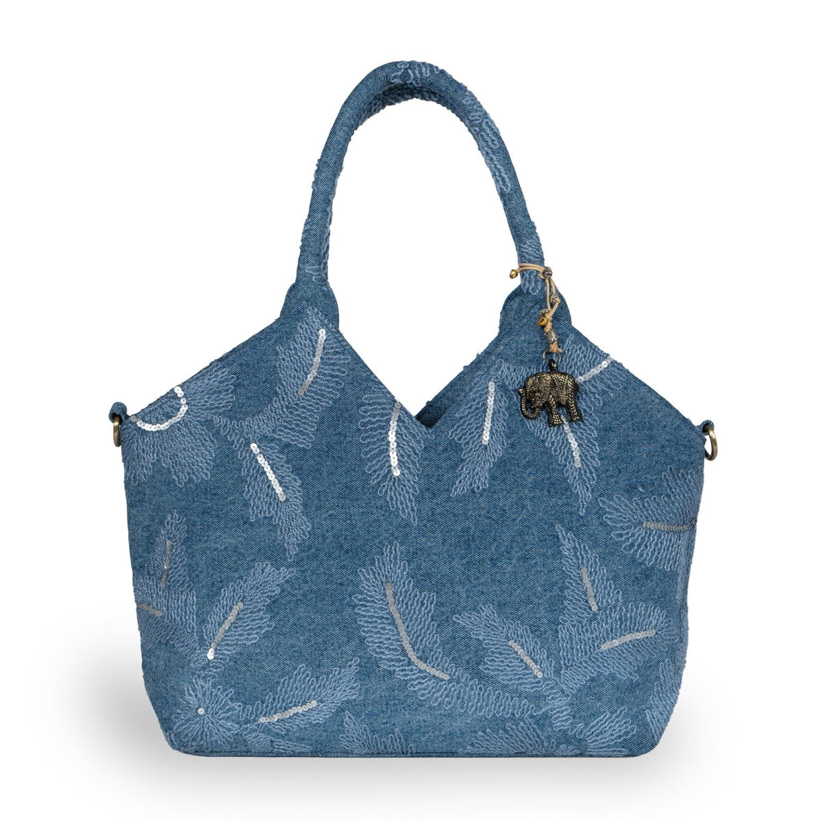 Tote Bag groß Blue Denim bestickt - ANOKHI