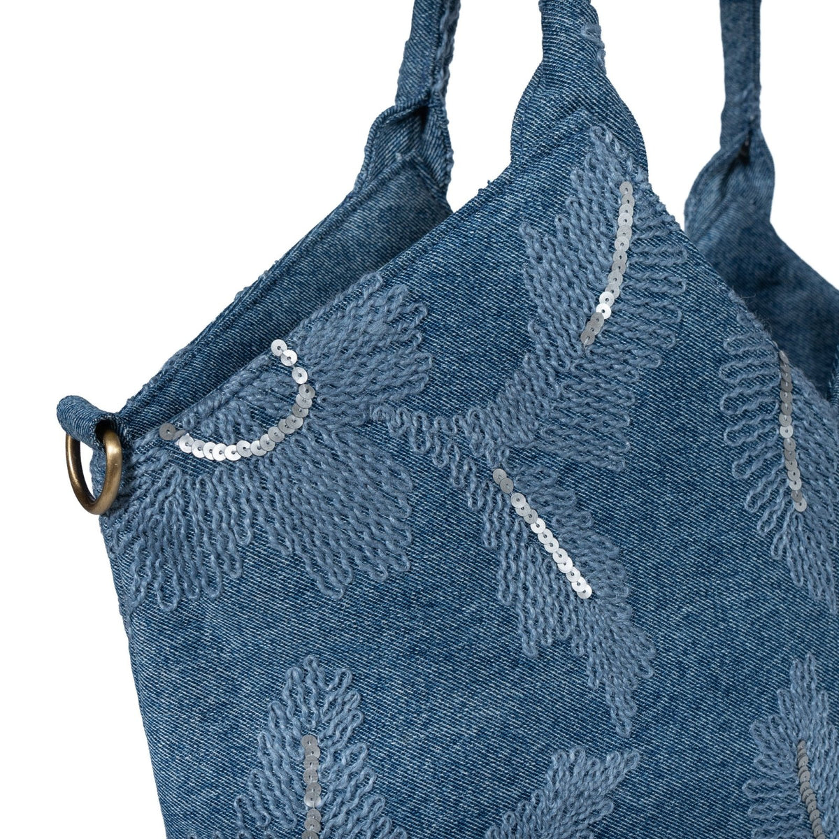 Tote Bag groß Blue Denim bestickt - ANOKHI