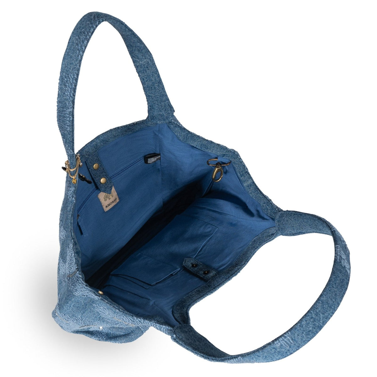 Tote Bag groß Blue Denim bestickt - ANOKHI