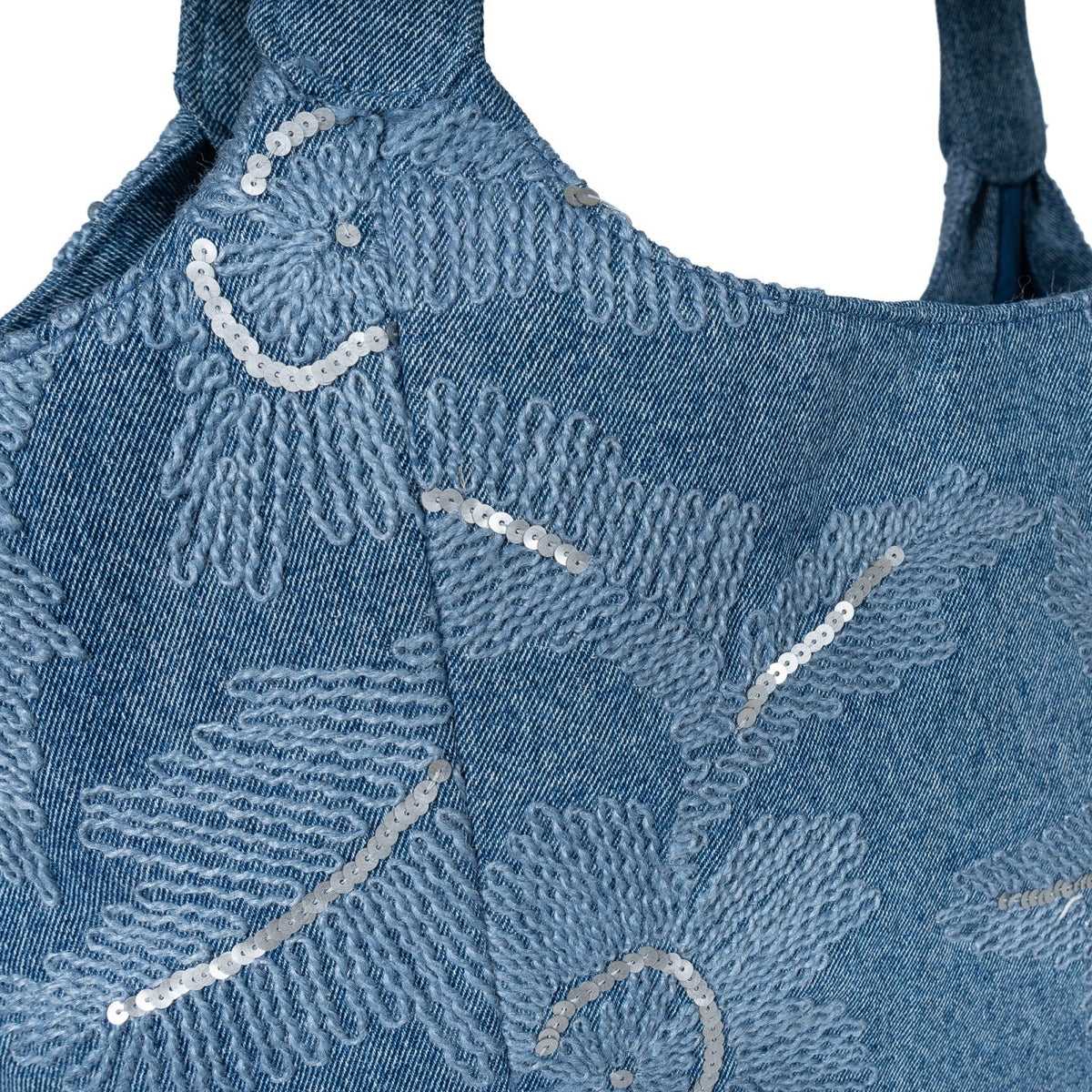 Tote Bag groß Blue Denim bestickt - ANOKHI