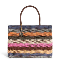 Tote Bag groß gehäkelt Handarbeit Streifen multicolor – 1