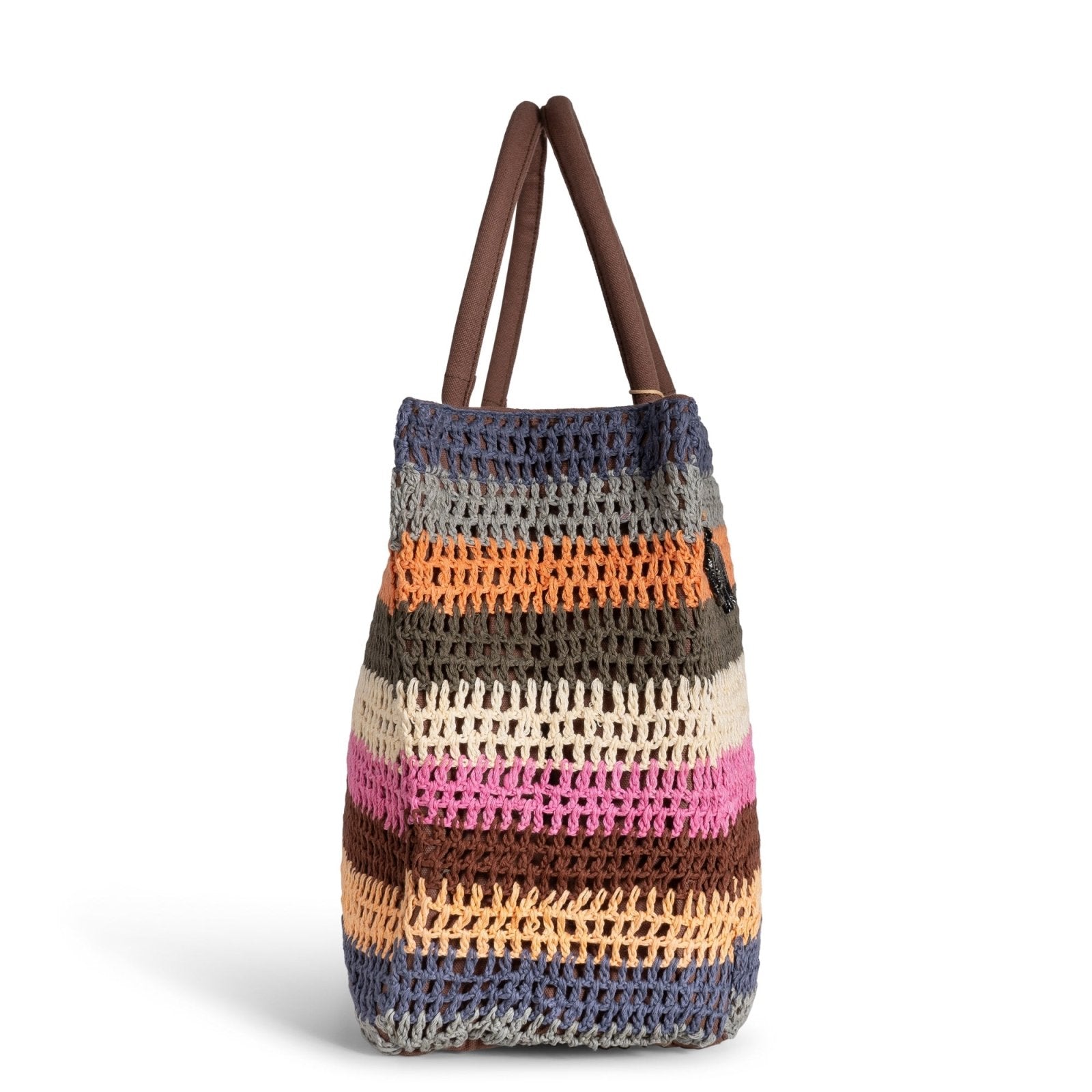 Tote Bag groß gehäkelt Handarbeit Streifen multicolor - ANOKHI