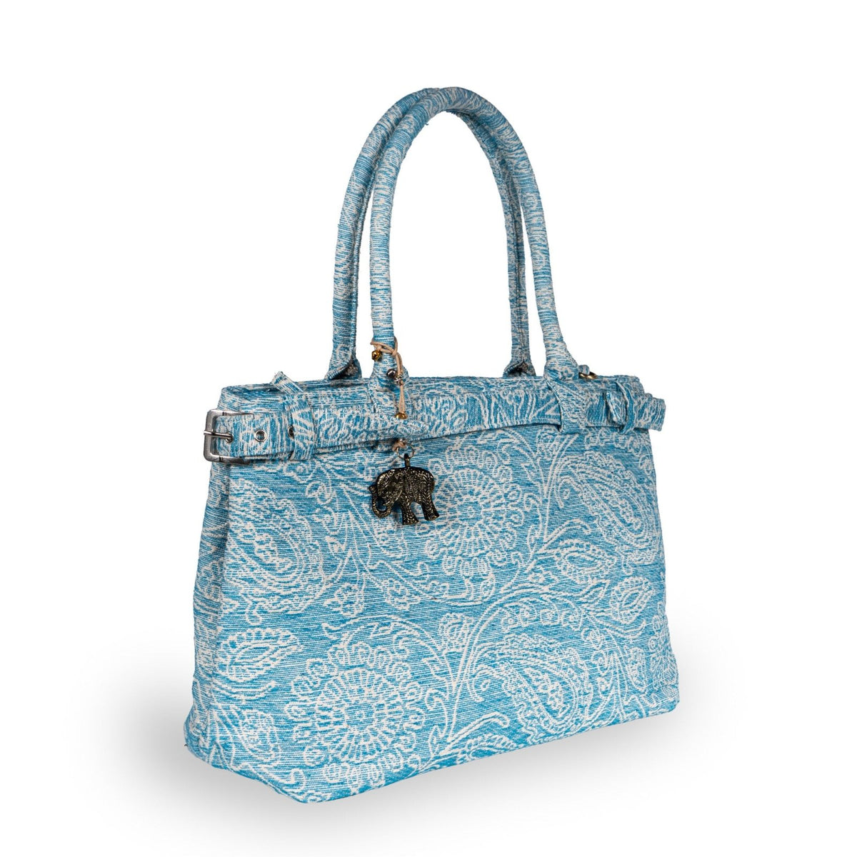 Tote Bag Gürtel Jacquard türkis - ANOKHI