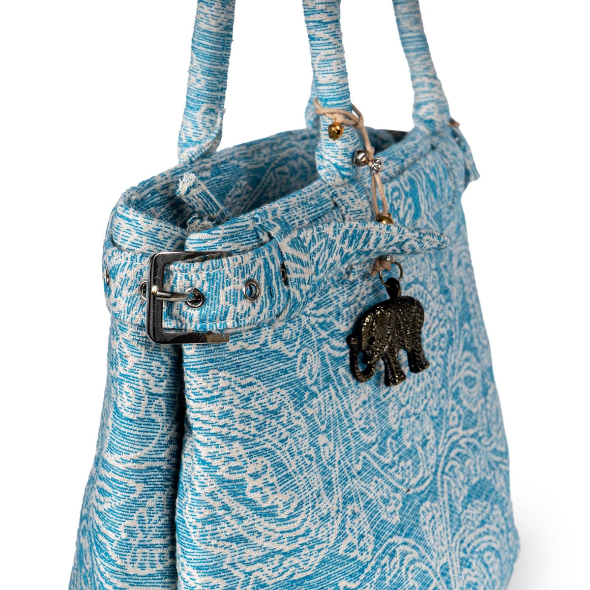 Tote Bag Gürtel Jacquard türkis - ANOKHI