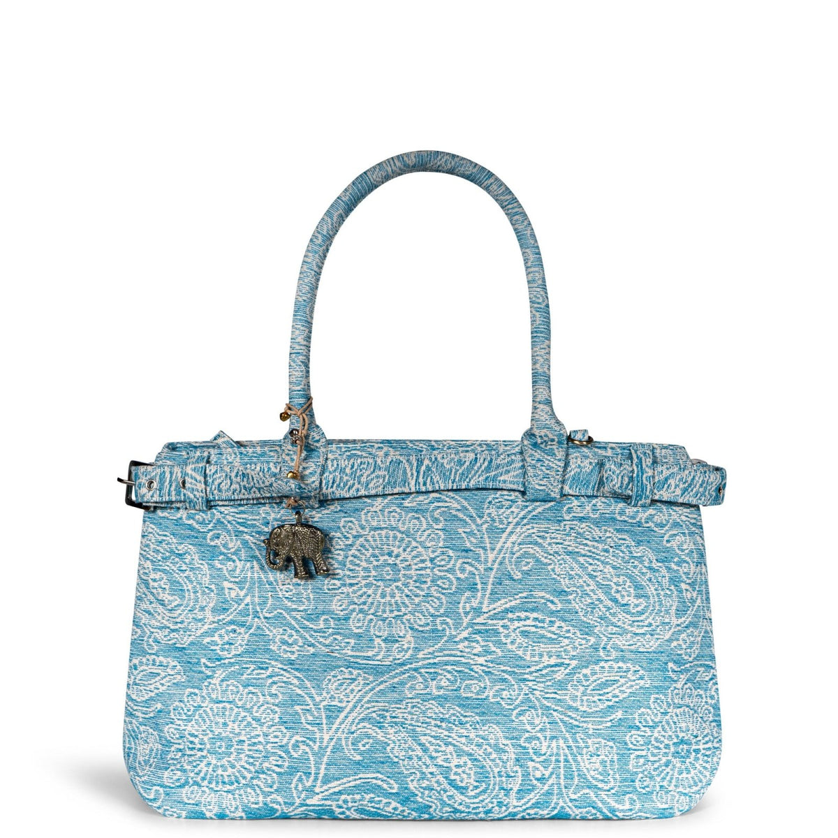 Tote Bag Gürtel Jacquard türkis - ANOKHI
