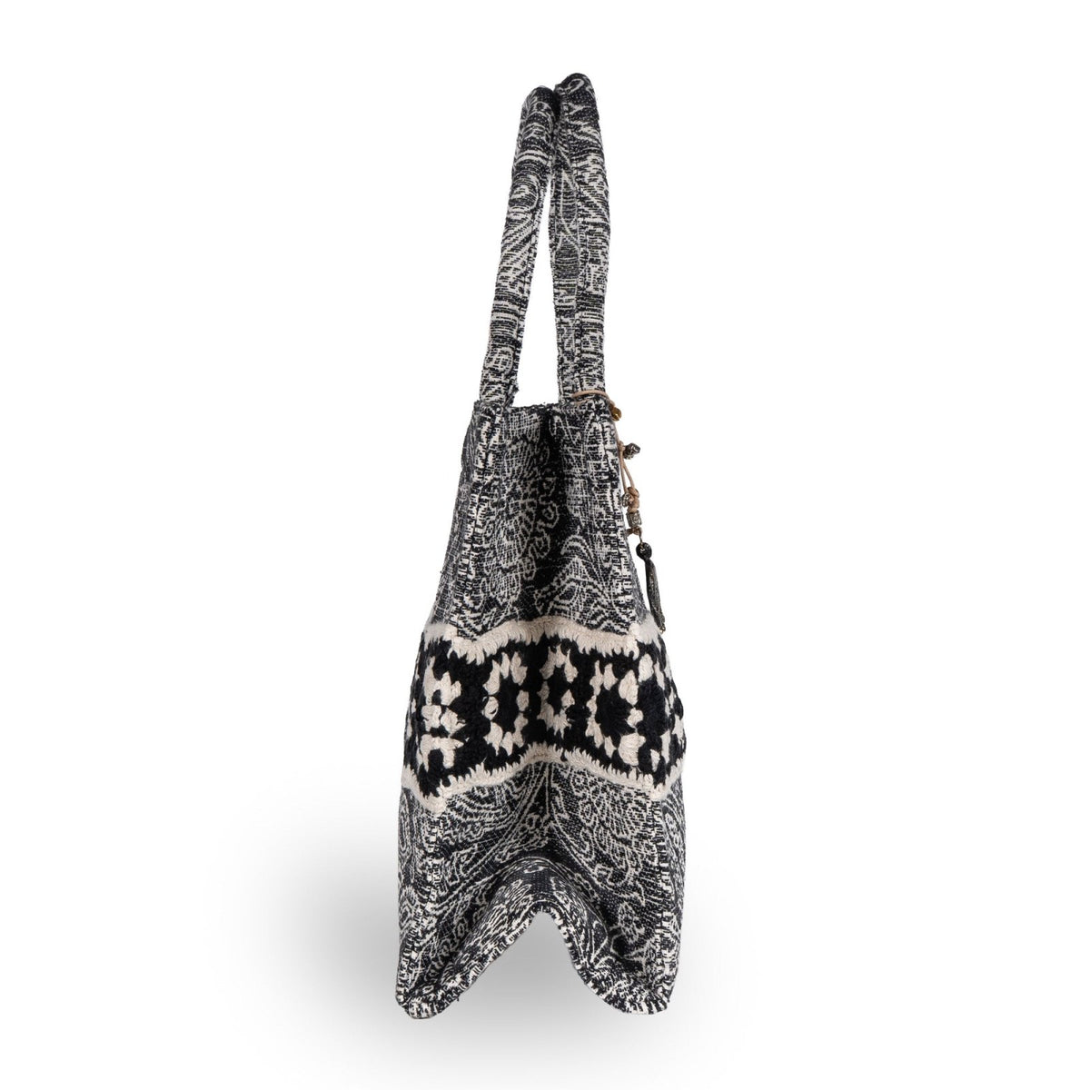 Tote Bag Jacquard schwarz weiß - ANOKHI