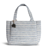 Tote Bag Jacquard Tupfen weiß blau – 1