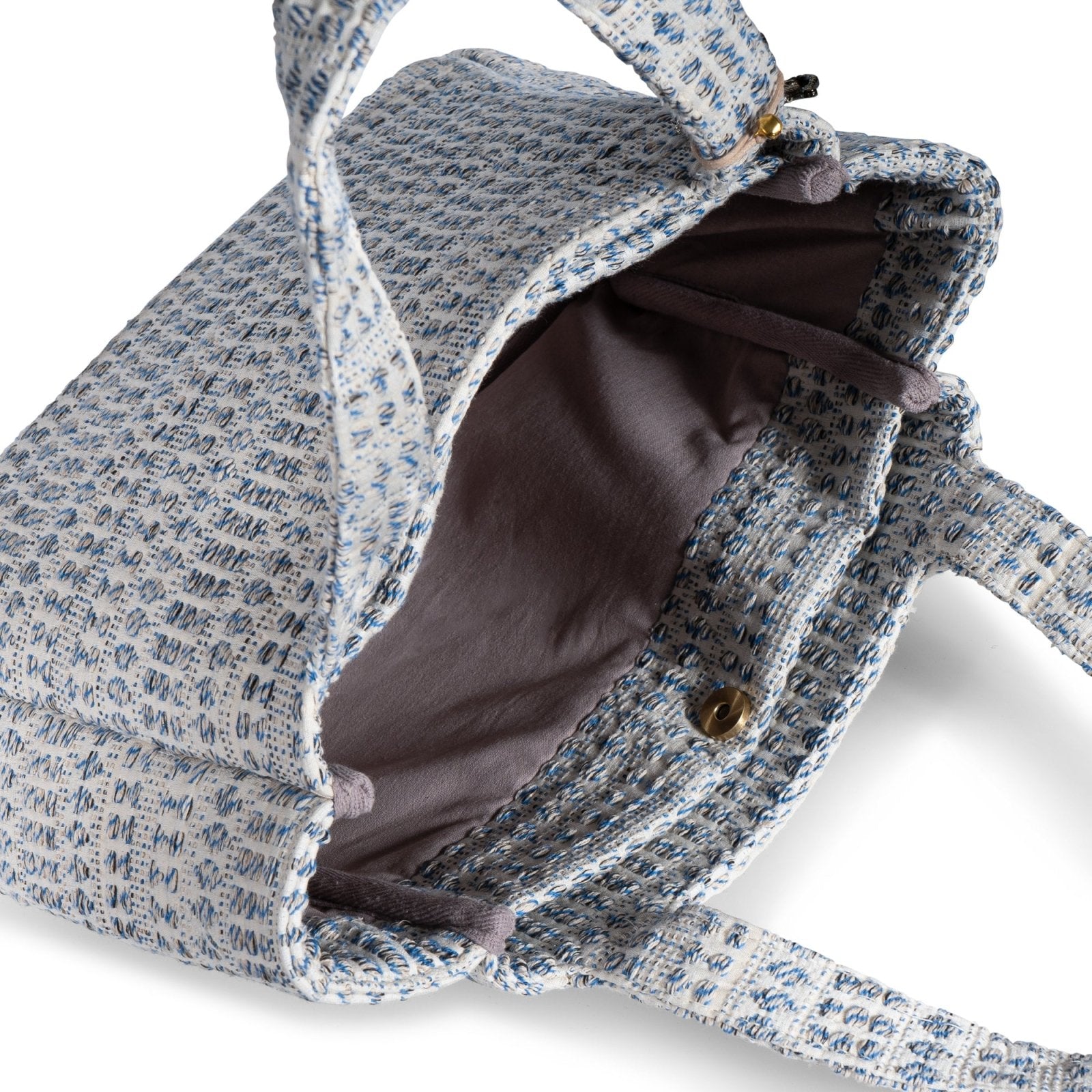 Tote Bag Jacquard Tupfen weiß blau - ANOKHI