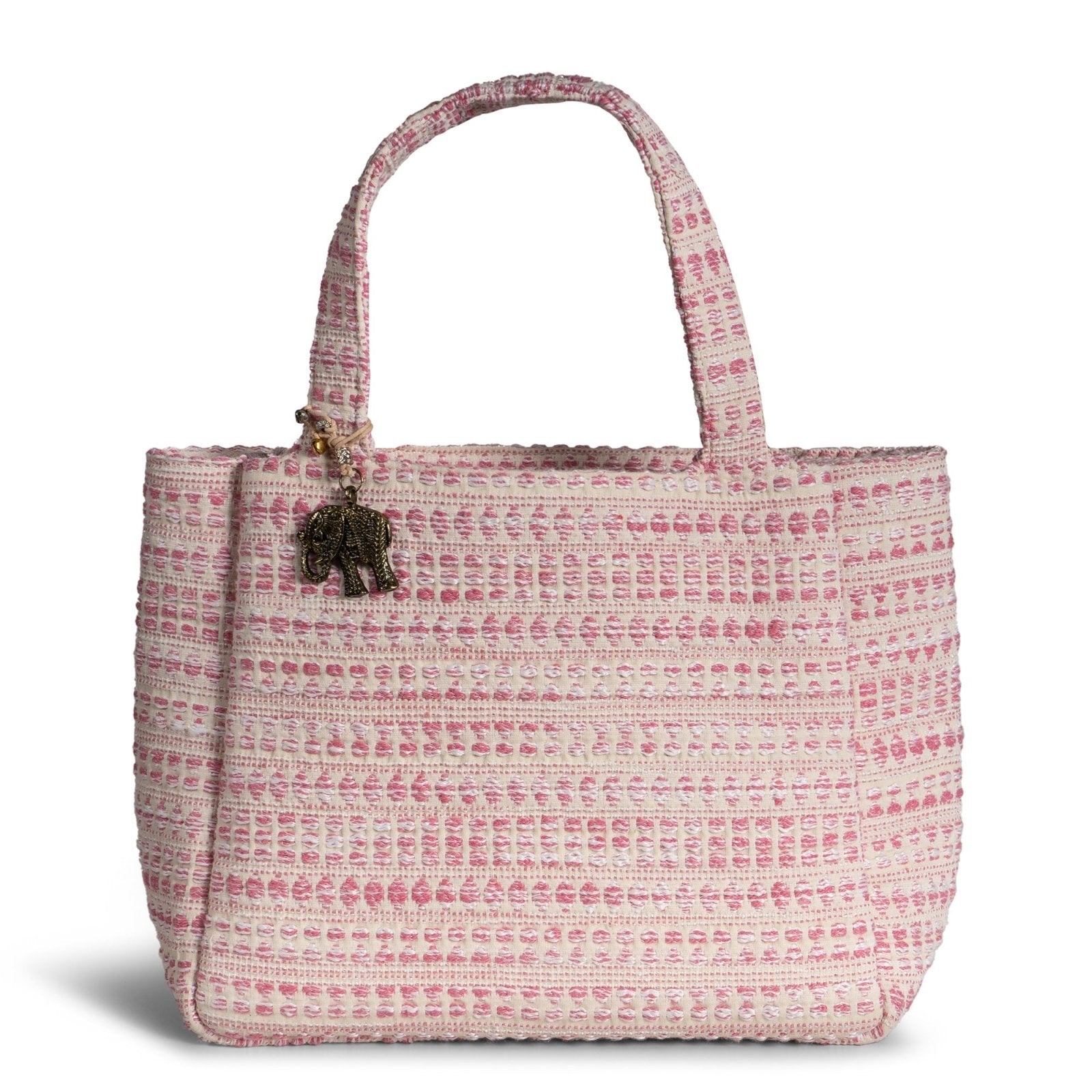 Tote Bag Jacquard Tupfen weiß pink - ANOKHI