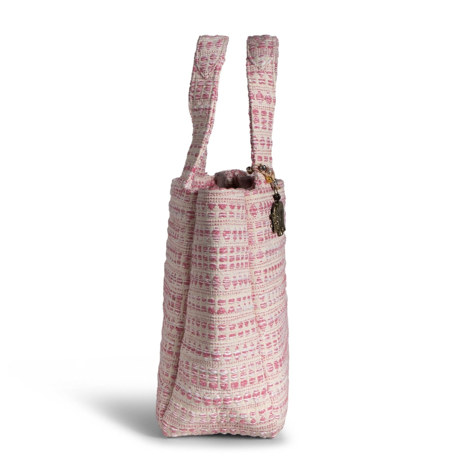 Tote Bag Jacquard Tupfen weiß pink - ANOKHI