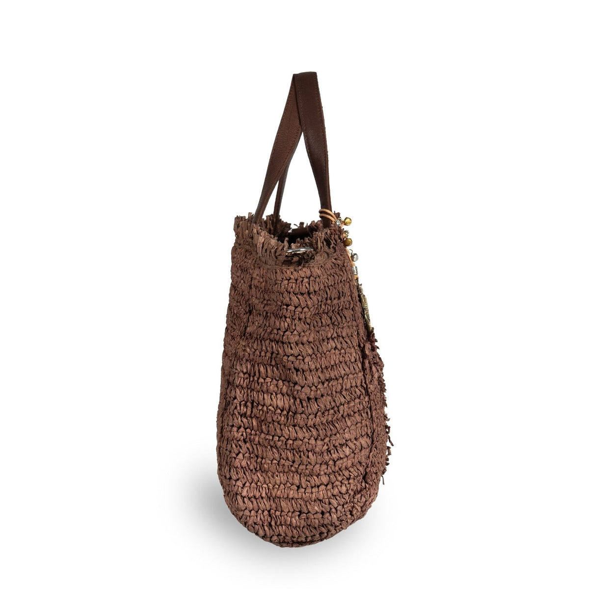 Tote Bag klein aus Bast Handarbeit braun - ANOKHI