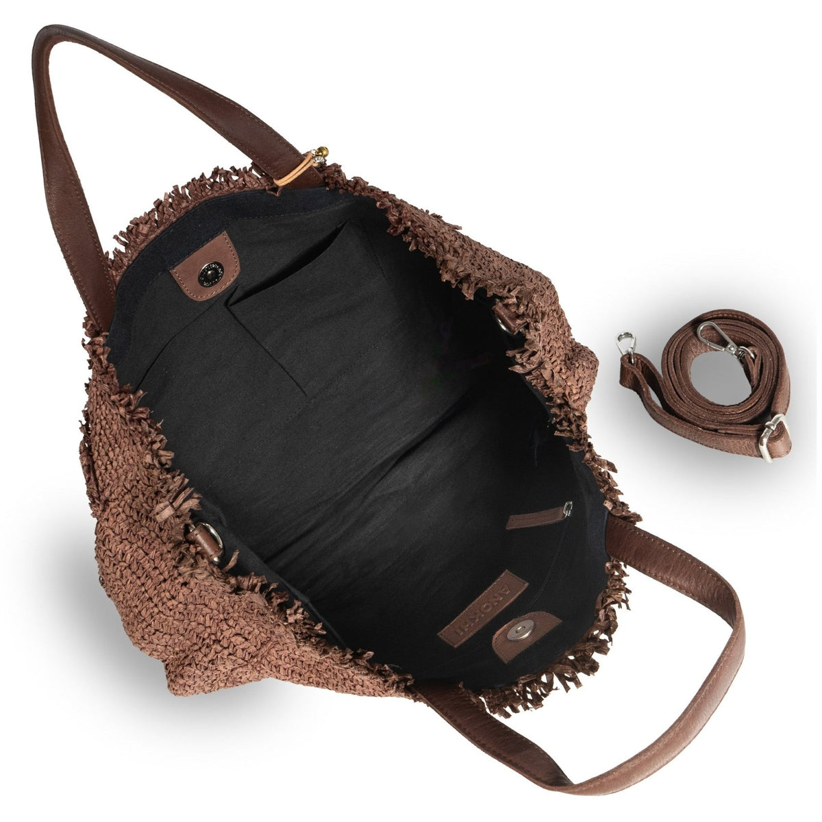 Tote Bag klein aus Bast Handarbeit braun - ANOKHI