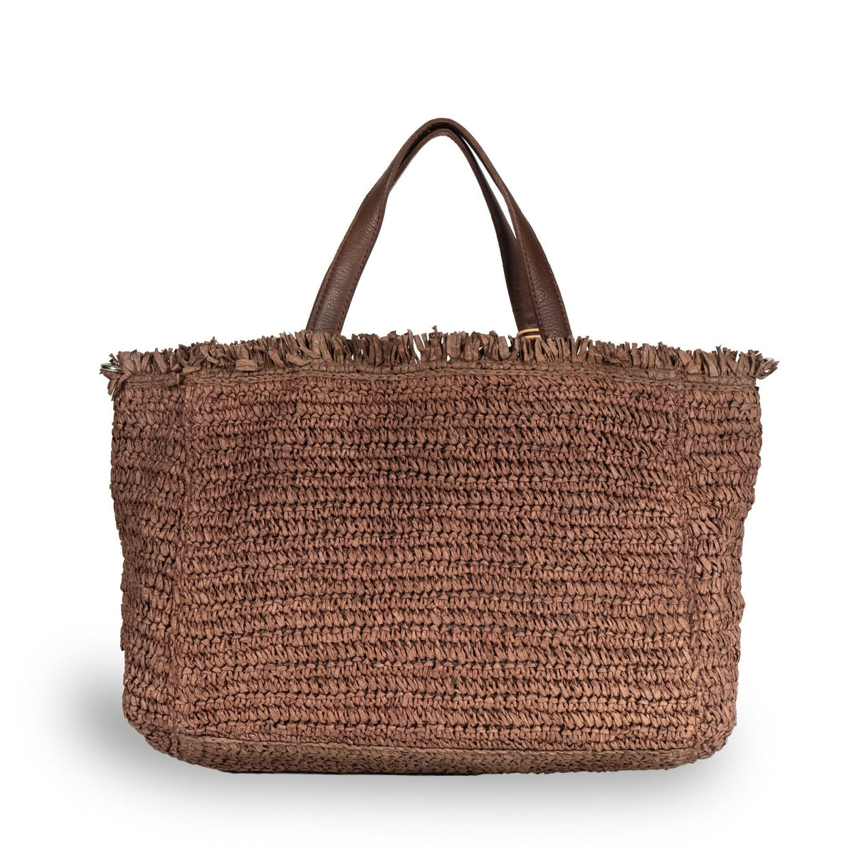 Tote Bag klein aus Bast Handarbeit braun - ANOKHI