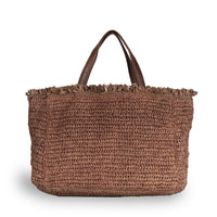 Tote Bag klein aus Bast Handarbeit braun - ANOKHI