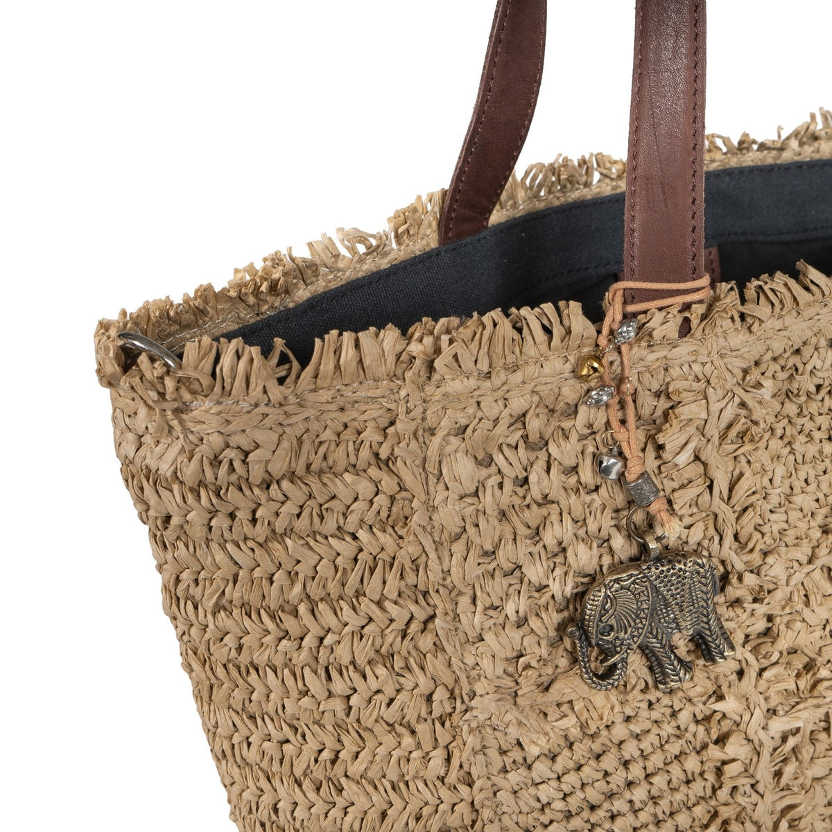 Tote Bag klein aus Bast Handarbeit natur - ANOKHI