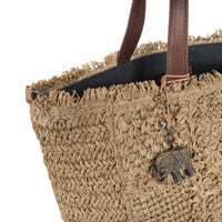 Tote Bag klein aus Bast Handarbeit natur - ANOKHI