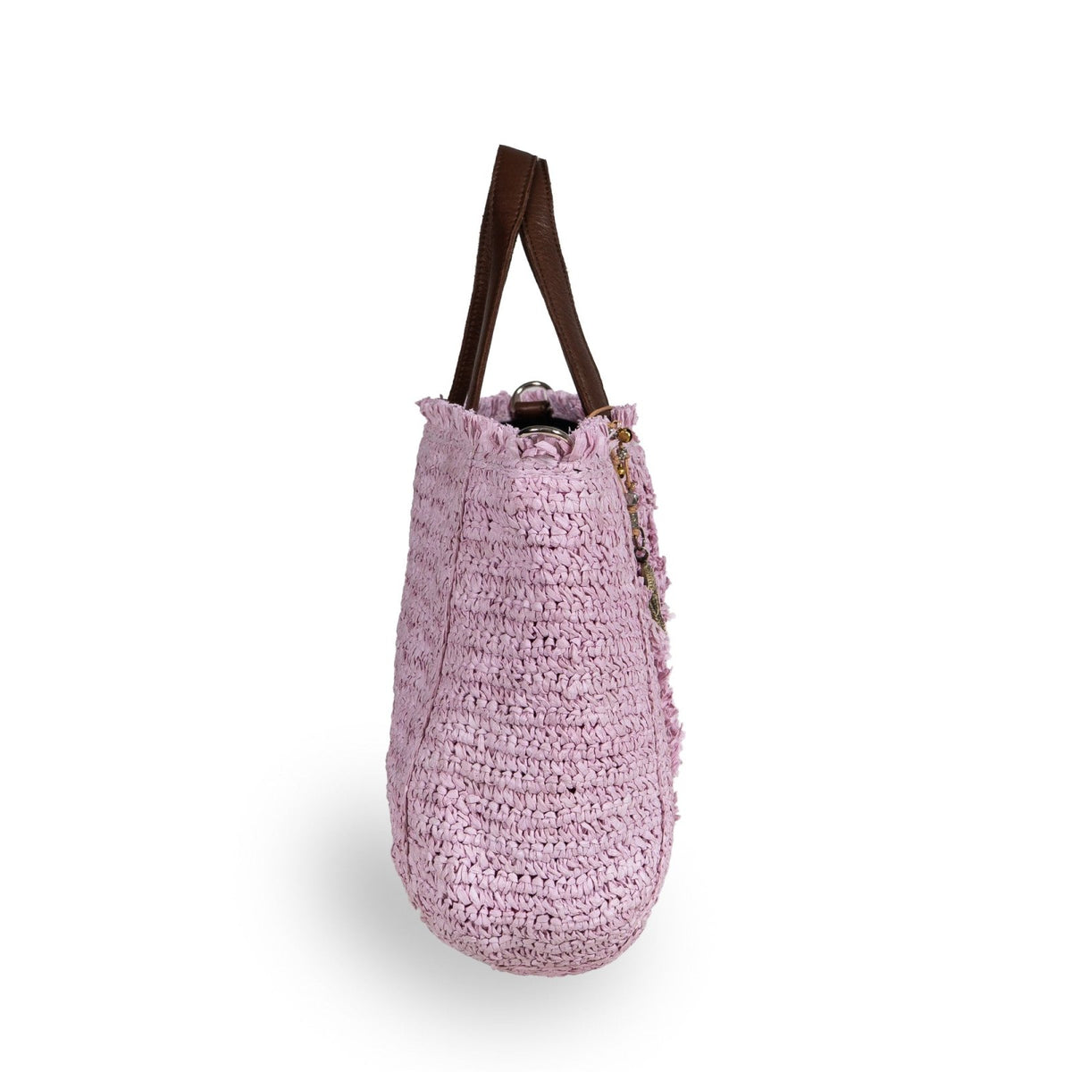 Tote Bag klein aus Bast Handarbeit rose - ANOKHI
