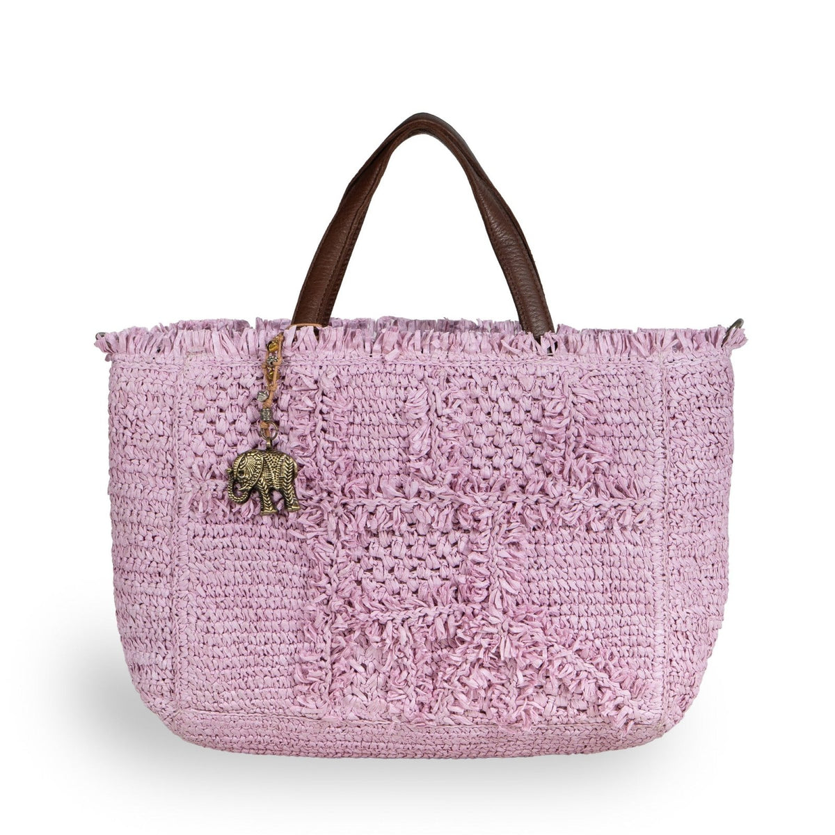 Tote Bag klein aus Bast Handarbeit rose - ANOKHI