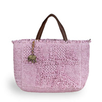 Tote Bag klein aus Bast Handarbeit rose - ANOKHI