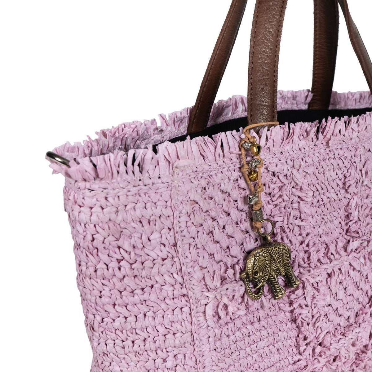 Tote Bag klein aus Bast Handarbeit rose - ANOKHI
