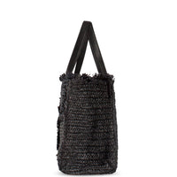 Tote Bag klein aus Bast Handarbeit schwarz - ANOKHI
