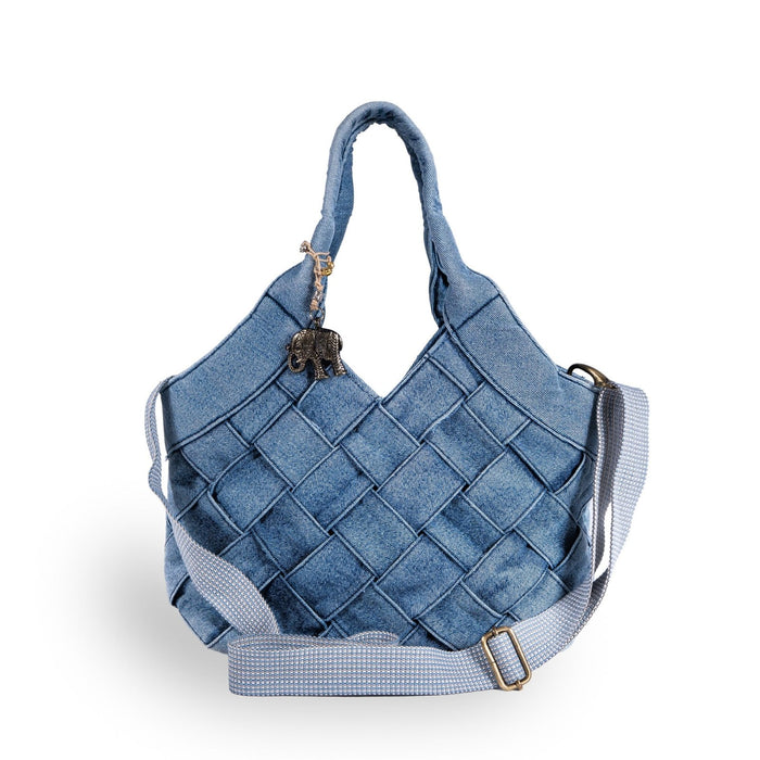 Tote Bag klein Denim geflochten - ANOKHI