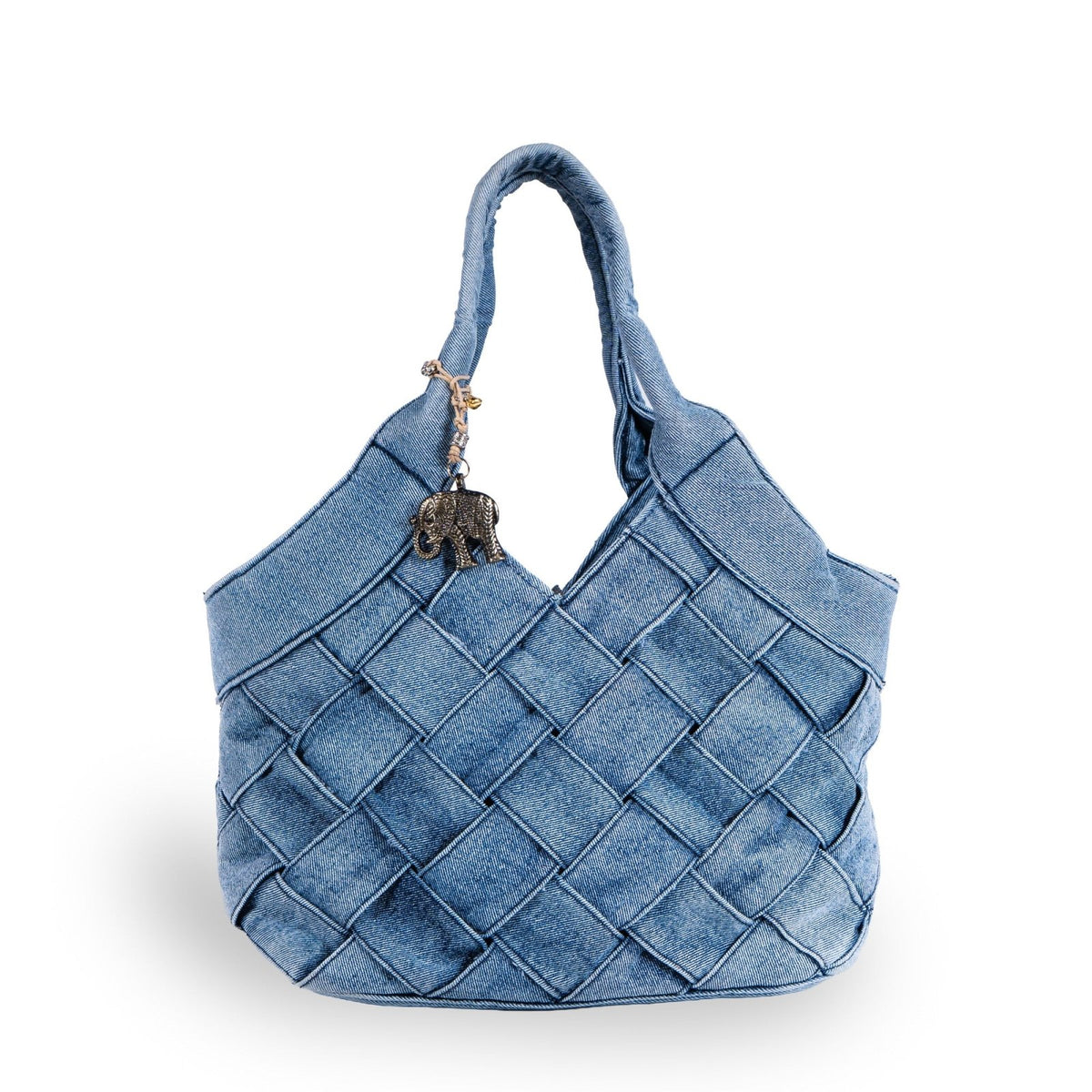 Tote Bag klein Denim geflochten - ANOKHI