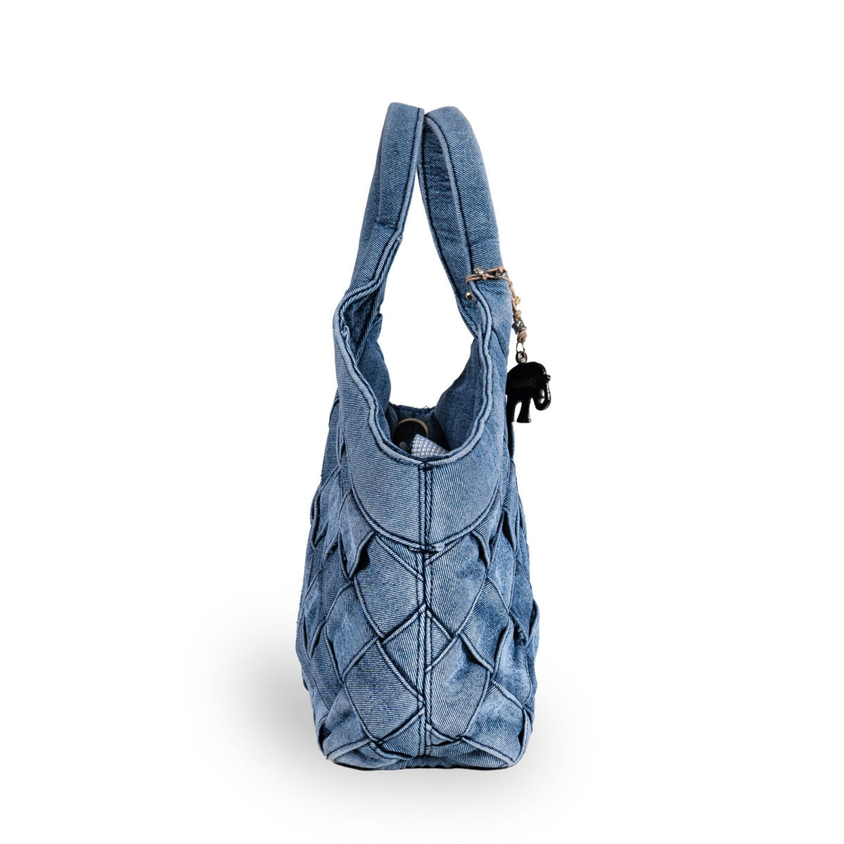Tote Bag klein Denim geflochten - ANOKHI