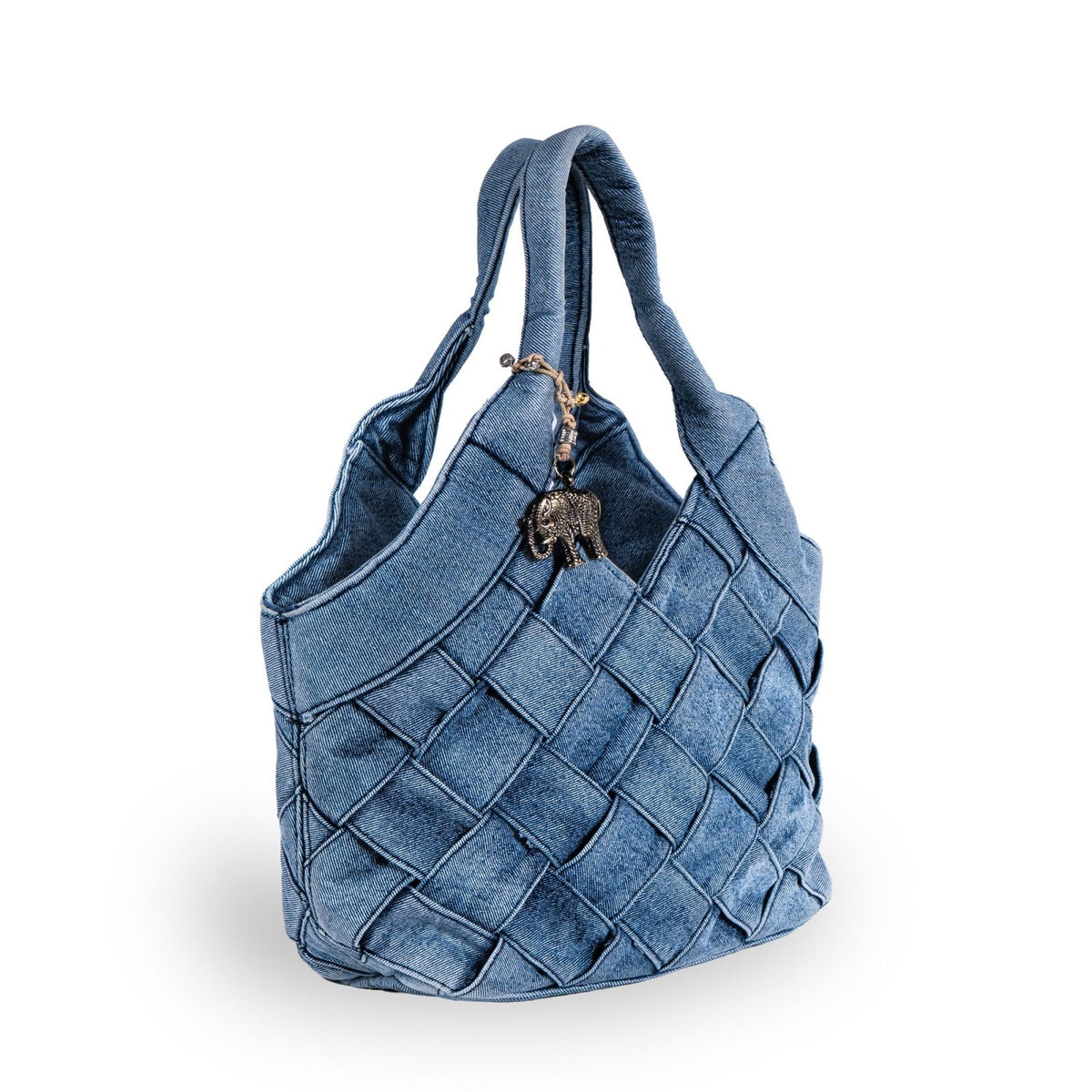Tote Bag klein Denim geflochten - ANOKHI