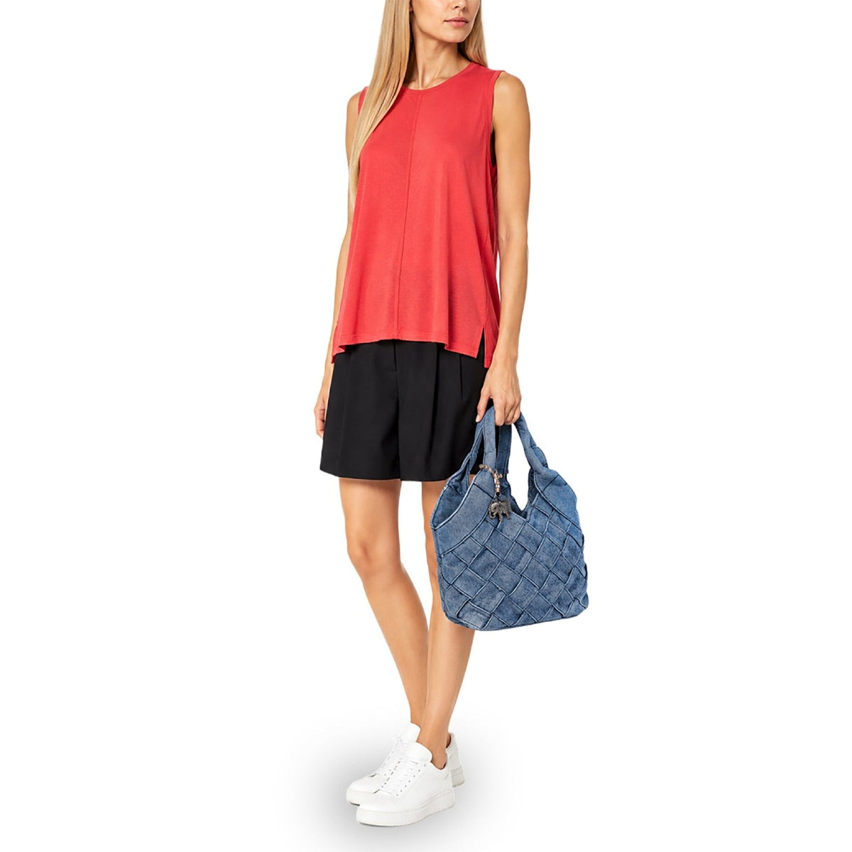 Tote Bag klein Denim geflochten - ANOKHI