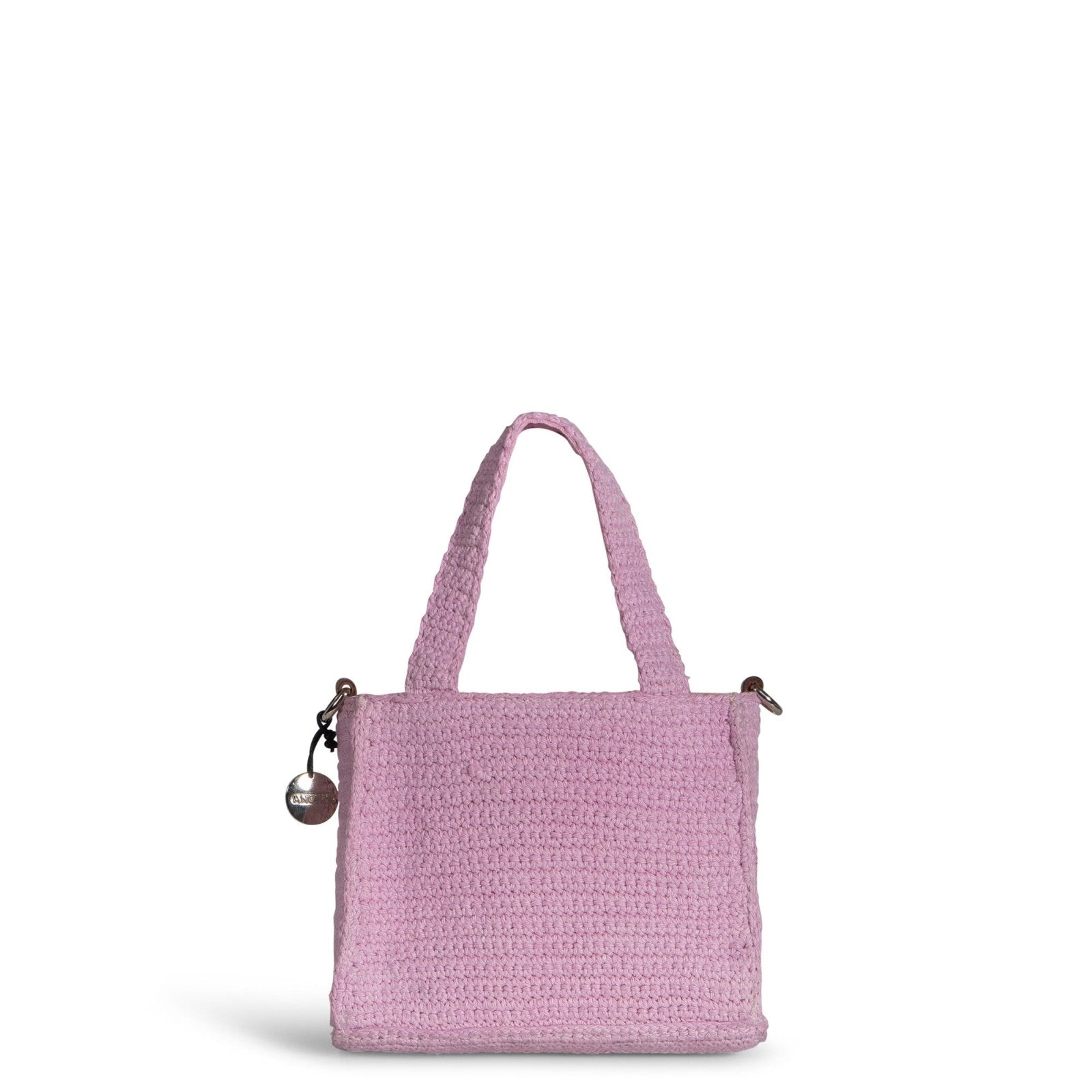 Tote Bag klein gehäkelt Handarbeit Blumenmuster rosa - ANOKHI