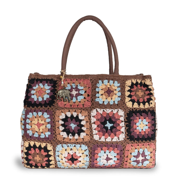 Tote Bag Large gehäkelt Handarbeit braun - ANOKHI