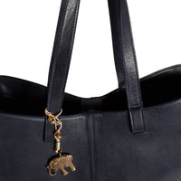 Leather Tote Bag navy – 4