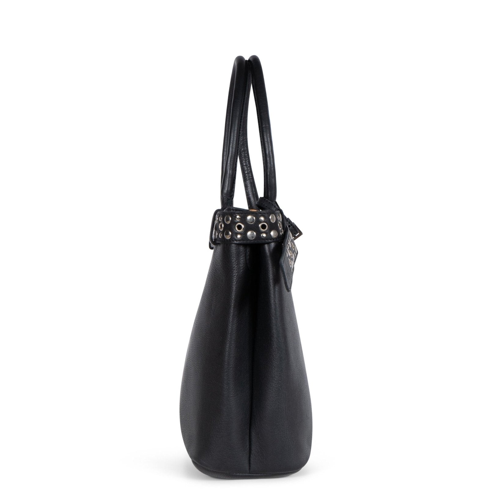 Tote Bag Leder schwarz Nieten - ANOKHI