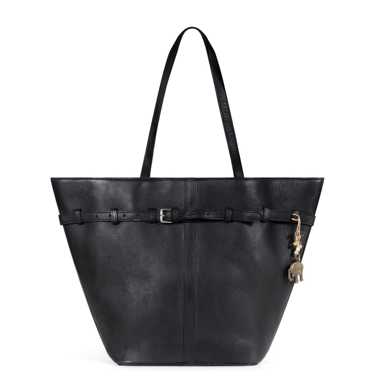 Tote Bag Leder schwarz Ziergürtel - ANOKHI
