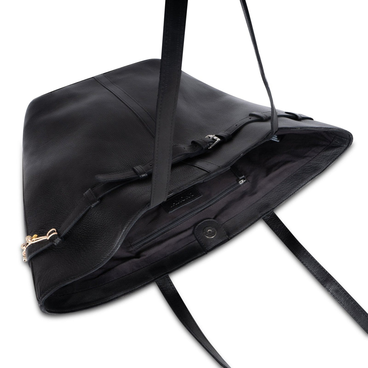 Tote Bag Leder schwarz Ziergürtel - ANOKHI