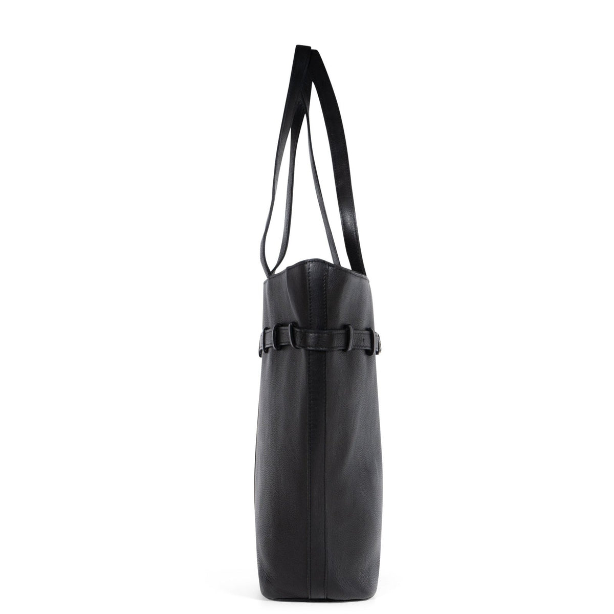 Tote Bag Leder schwarz Ziergürtel - ANOKHI