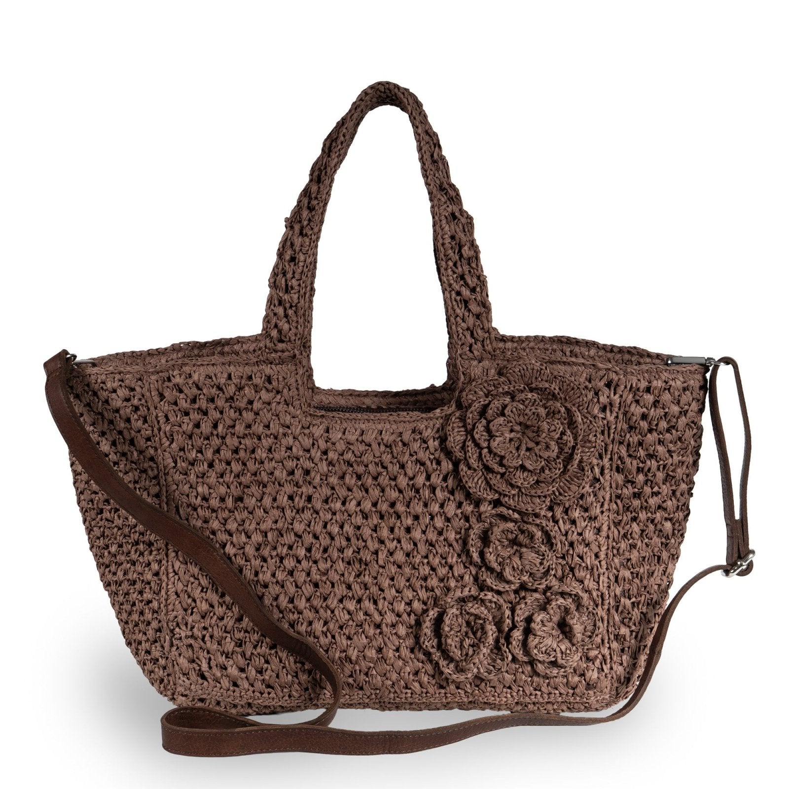 Tote Bag mittelgroß aus Bast Handarbeit braun - ANOKHI