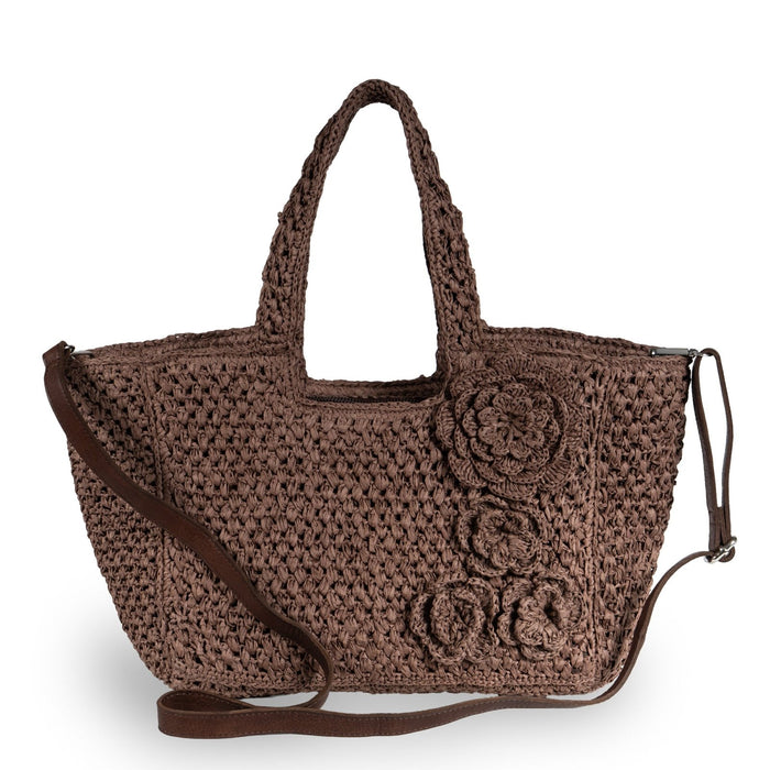 Tote Bag mittelgroß aus Bast Handarbeit braun - ANOKHI