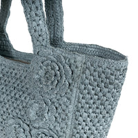 Tote Bag mittelgroß aus Bast Handarbeit grau - ANOKHI
