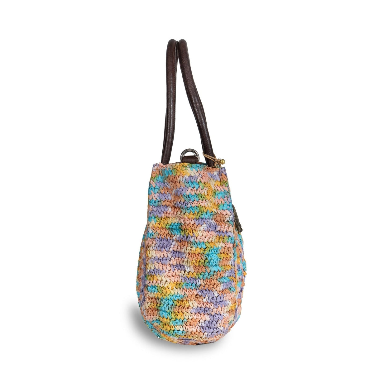 Tote Bag mittelgroß aus Bast Handarbeit multicolor - ANOKHI