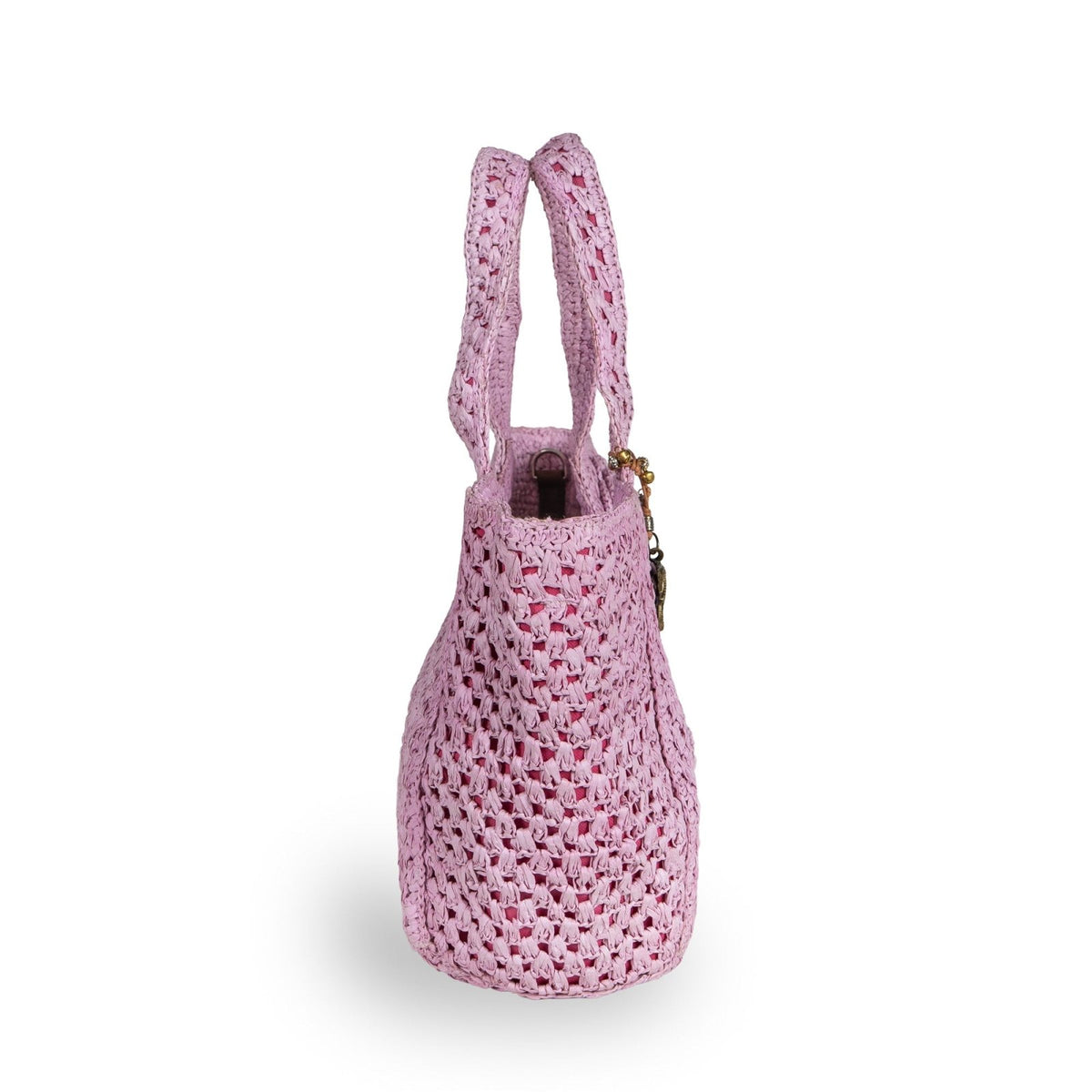 Tote Bag mittelgroß aus Bast Handarbeit rose - ANOKHI