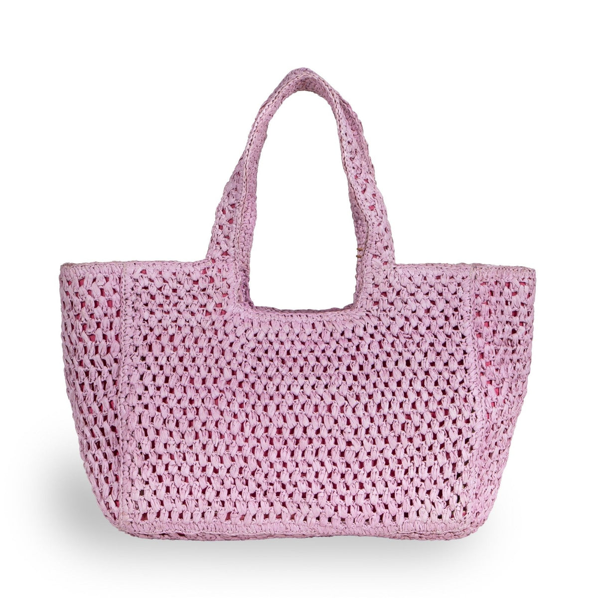 Tote Bag mittelgroß aus Bast Handarbeit rose - ANOKHI
