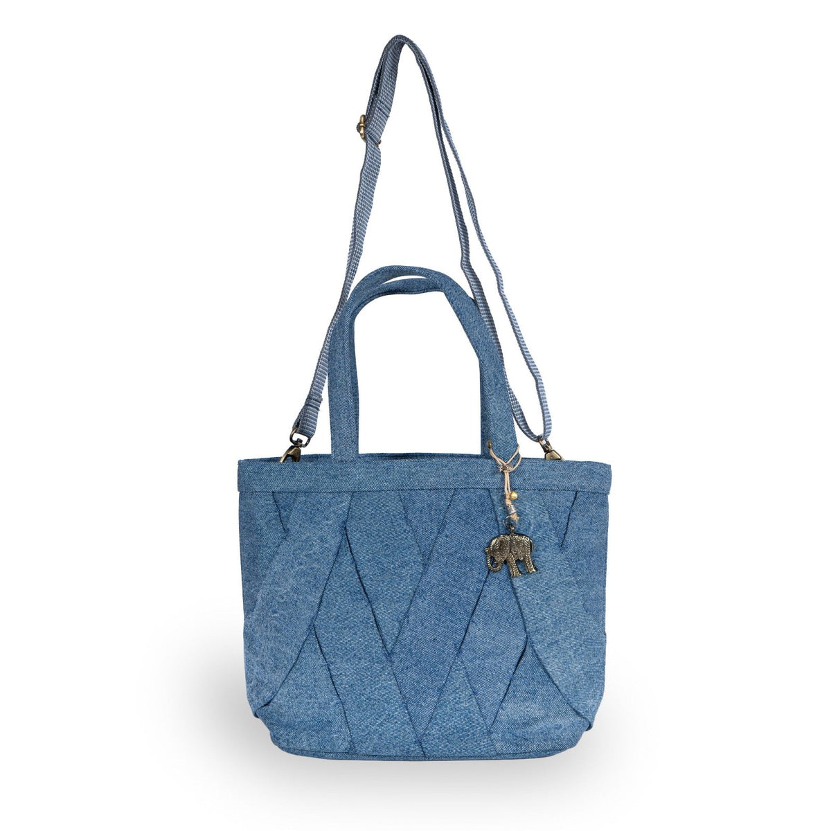 Tote Bag mittelgroß geflochten Denim blau - ANOKHI